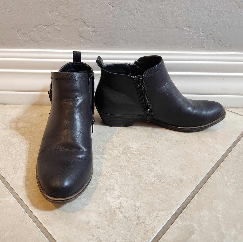 Black PU Leather Booties